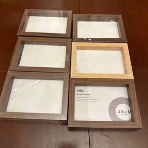Set of 6 Wood Block Style Frames 3.5 x 5” Lot